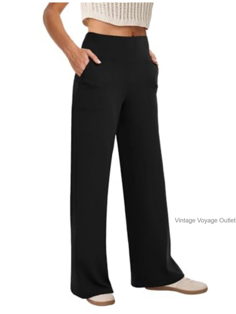 High Waist Wide Leg Yoga Pants with Pockets Straight Leg Lounge Workout